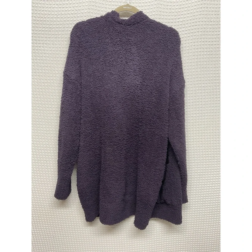 Barefoot Dreams Cardigan Womens L/XL Purple Cozychic Lite  Open Fuzzy Soft
